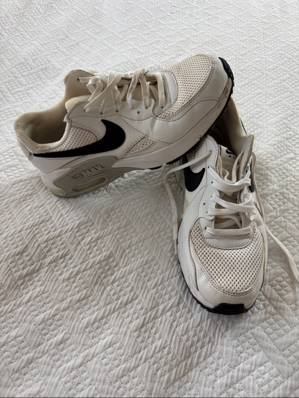 Nike White and Black Mesh Low-Top Sneakers